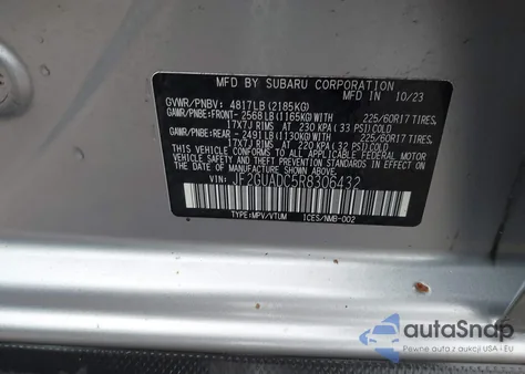 2024 Subaru Crosstrek Premium from USA, damaged, VIN JF2GUADC5R8306432